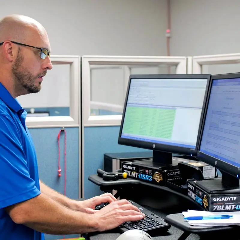 Man at a computer tracking lots.