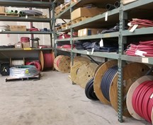 Rolls of rubber parts located in Fournier Rubber & Supply Company’s warehouse.