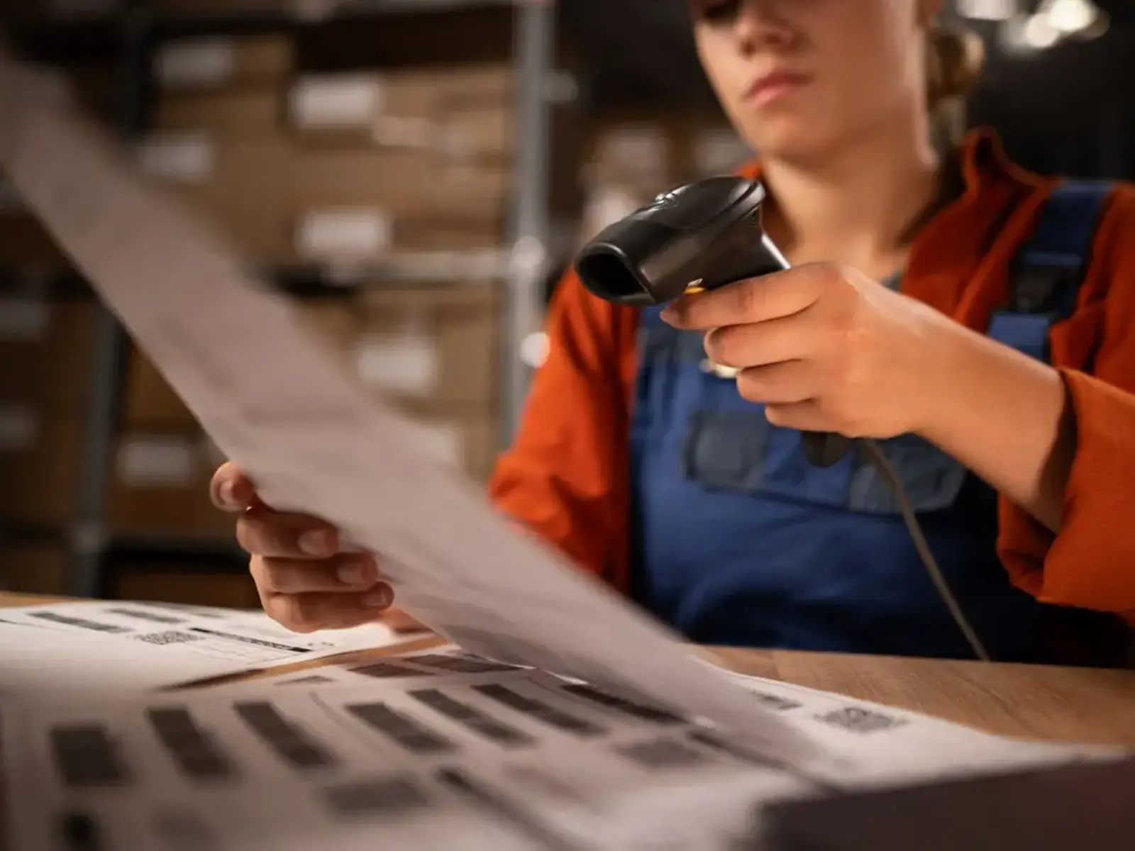 person scanning invoice